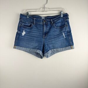 Old Navy Womens Boyfriend Denim Shorts Size 10 Blue Distressed Cuffed 394227